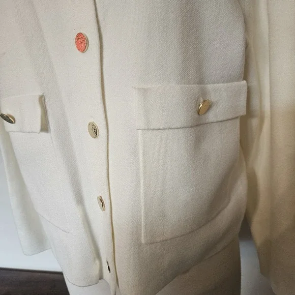 Marc New York Ladies Ivory Classic Cardigan Sweater With Gold Buttons - NWT - Picture 4 of 13